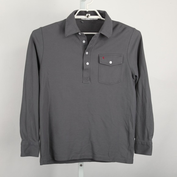 Criquet Polo Shirt Mens Small Gray Long Sleeve Pima Cotton Golf Casual - Picture 2 of 11
